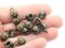 50 9mm Black Round Plastic Beads with Gold Flower Pattern Large Hole Beads with Loop